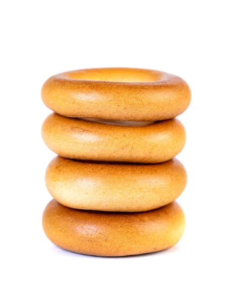 Small dry bagels, small rolls on a white background Stock Picture
