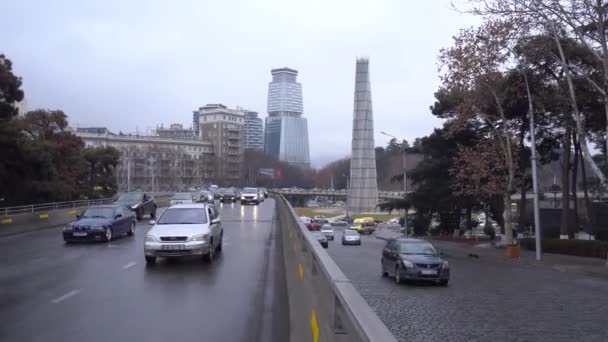 Tbilisi Georgia Ianuarie 2020 Trafic Orașul Tbilisi — Videoclip de stoc