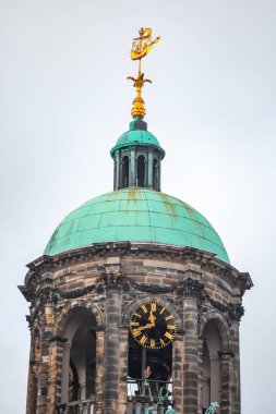 City hall or town hall of Amsterdam, the Netherlands. bell tower