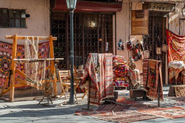 Tbilisi, Georgia 22 January 2020 - Carpets for sale on Tbilisi street.