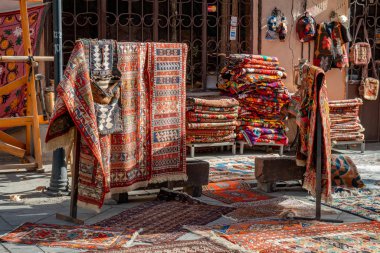 Tbilisi, Georgia 22 January 2020 - Carpets for sale on Tbilisi street.