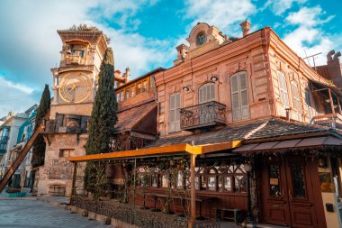 Tbilisi, Georgia 22 January 2020 - The Leaning Clock Tower landmark of Tbilisi.
