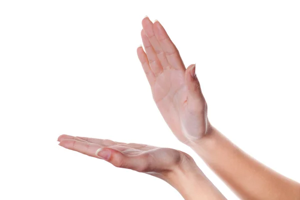 Clapping. beautiful female hands isolated on white background giving applause. — 스톡 사진