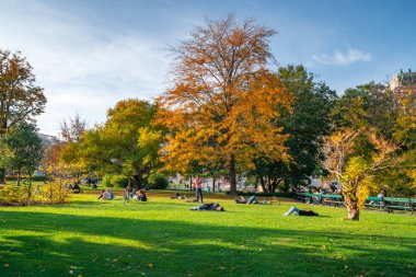 Vienna, Austria 25 November 2019 - People relaxing in a park