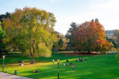 Vienna, Austria 25 November 2019 - People relaxing in a park