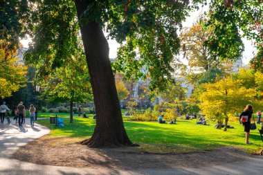 Vienna, Austria 25 November 2019 - People relaxing in a park