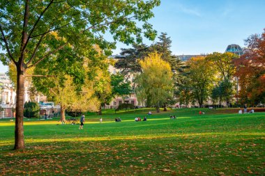Vienna, Austria 25 November 2019 - People relaxing in a park