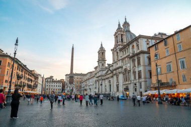Roma, İtalya 28 Ekim 2019 - Piazza Navona Roma 'da bir meydan.