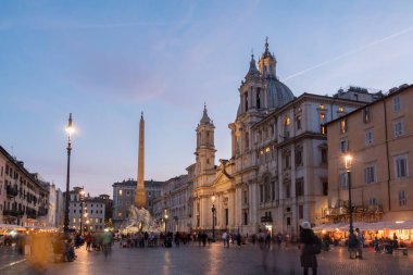 Roma, İtalya 28 Ekim 2019 - Piazza Navona Roma 'da bir meydan.