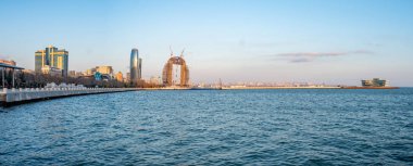 Baku, Azerbaijan 27 January 2020 - Caspian Sea coast in Baku