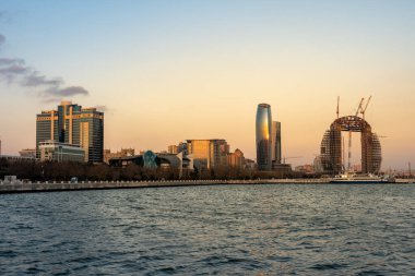 Baku, Azerbaijan 27 January 2020 - Caspian Sea coast in Baku