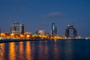 Baku, Azerbaijan 27 January 2020 - Night view of Baku