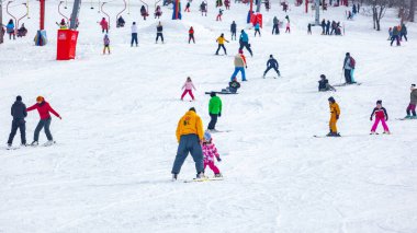 Bakuriani, Georgia February 15, 2020 - Light skiing track in Bakuriani