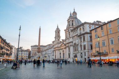 Roma, İtalya 28 Ekim 2019 - Piazza Navona Roma 'da bir meydan.
