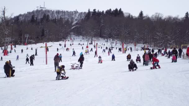 조지아 리아니 2020 선수들 산에서 멍에를 스키를 리아니 휴양지 — 비디오