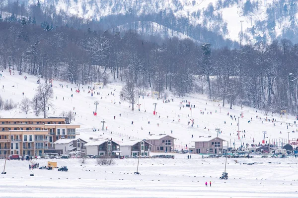 View of Bakuriani, winter resort in Georgia. — Stok fotoğraf