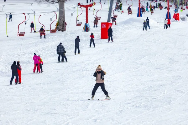 Bakuriani, Georgia February 15, 2020 - Light skiing track in Bakuriani — Φωτογραφία Αρχείου