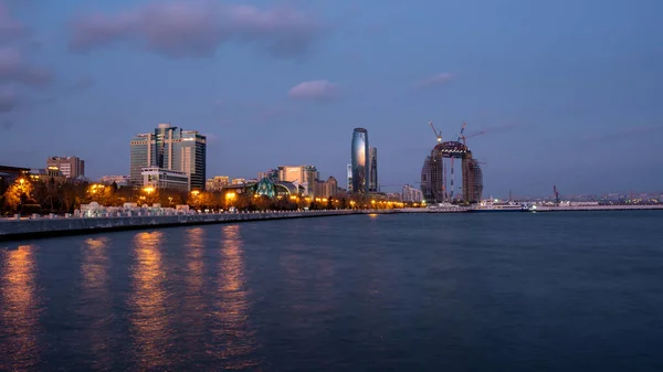 Baku Azerbaijan January 2020 Night View Baku Capital Azerbaijan — Stock Photo, Image