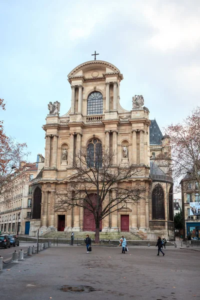 Paris, France - January 20, 2019: little catholic church in Paris, travel — Stok fotoğraf