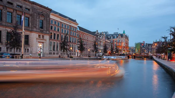 Amsterdam Netherlands October 2019 Famous Landscape Amsterdam Unique Building Night — Stock Fotó