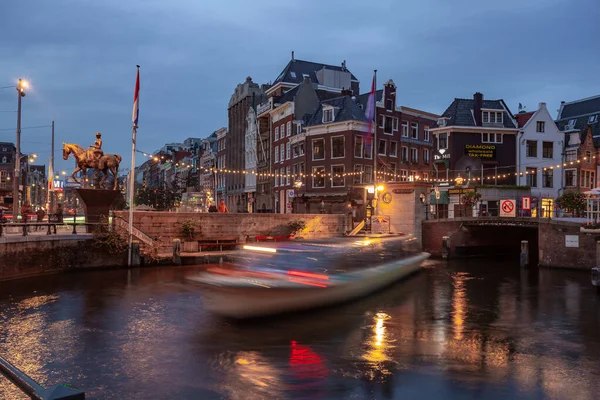 Amsterdam Netherlands October 2019 Famous Landscape Amsterdam Unique Building Night — Stockfoto