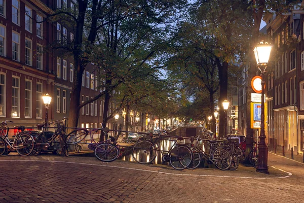 Amsterdam Netherlands October 2019 Famous Landscape Amsterdam Unique Building Night — Stockfoto