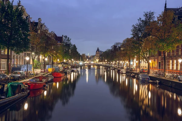 Amsterdam Netherlands October 2019 Famous Landscape Amsterdam Unique Building Night — Stock Fotó