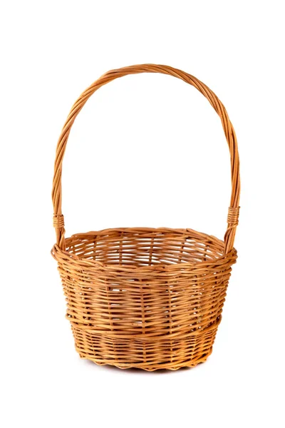 Empty Wicker Basket Fruits Vegetables Isolated White Object — Stock Photo, Image