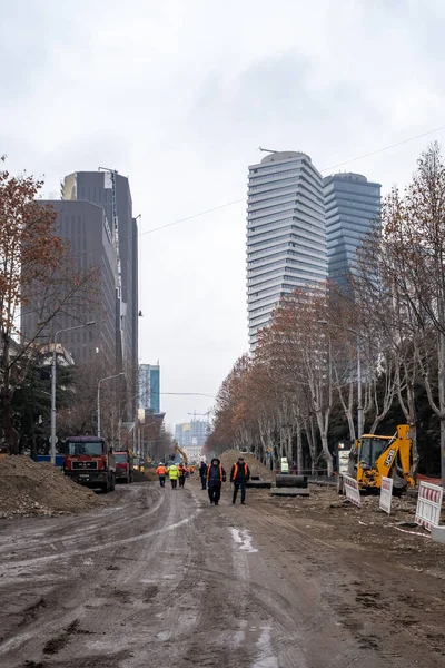 Tiflis Georgia Enero 2020 Reparación Carreteras Sustitución Comunicaciones Avenida Chavchavadze — Foto de Stock