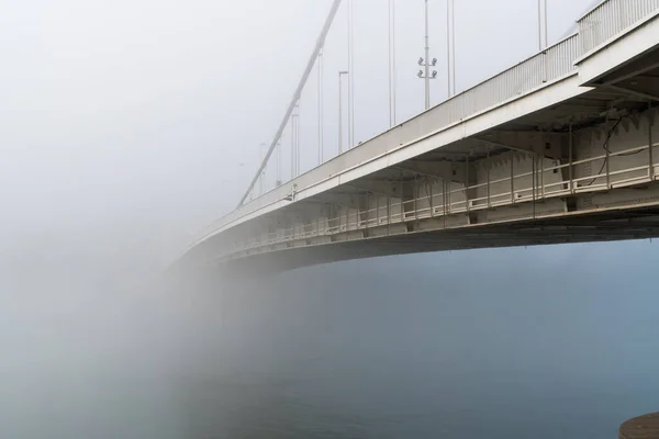 Elisabeth Bridge Sulla Nebbia Mattina Budapest Che Collega Buda Pest — Foto Stock