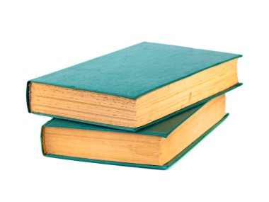 Beyaz bir arka plan üzerinde izole iki eski kitaplar