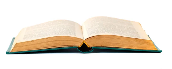 Beyaz Bir Arka Plan Üzerinde Izole Açılan Eski Kitap — Stok fotoğraf