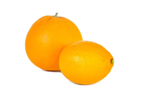 Citron Frais Mûr Orange Isolé Sur Fond Blanc Fruits — Photo