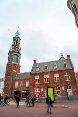Amsterdam, Hollanda - 15 Ekim 2019: Batı Kilisesi, Hollanda Westerkerk, Amsterdam. Din