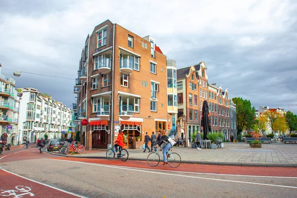 Amszterdam Hollandia 2019 Október Tipikus Színes Épületek Amszterdamban Utazás — Stock Fotó