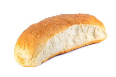 Beyaz arka planda izole edilmiş taze beyaz ekmek. Yiyecek.