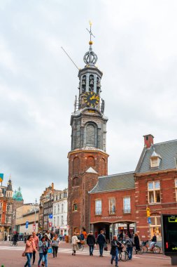 Amsterdam, Hollanda - 15 Ekim 2019 Batı Kilisesi, Hollanda Westerkerk, Amsterdam. Din