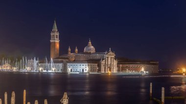 Gondolas, Grand Canal ve San Giorgio Maggiore Kilisesi, Venedik, İtalya