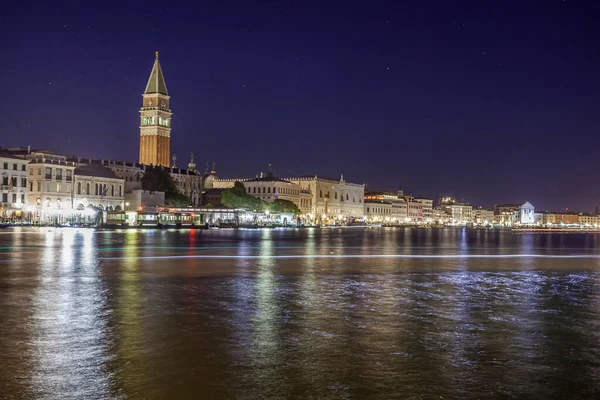 Paisaje Nocturno Venecia Con Vistas Gran Canal Palacio Ducal Italia — Foto de Stock