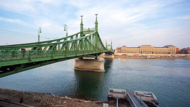 Budapeşte, Macaristan - 10 Kasım 2018: Budapeşte 'deki Özgürlük Köprüsü. Macaristan 'a Seyahat