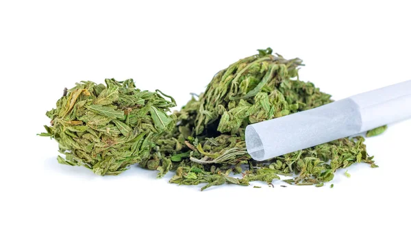 Pile Medical Dried Cannabis Marijuana Isolated White Background Studio Shoot — Stock Photo, Image