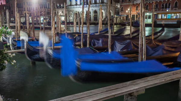 Gran Canal Con Góndolas Por Noche Venecia Italia Uno Los — Foto de Stock