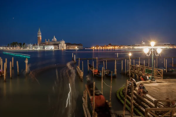Gondolas Gran Canal Iglesia San Giorgio Maggiore Por Noche Venecia — Foto de Stock