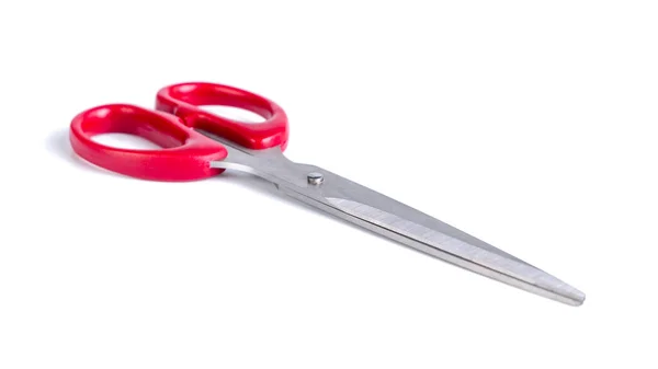 Červené nůžky ostré izolované na bílém pozadí — Stock fotografie