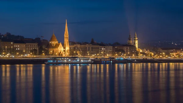 City Budapest Night Skyline Buda Side Hungary Travel — Stock Photo, Image