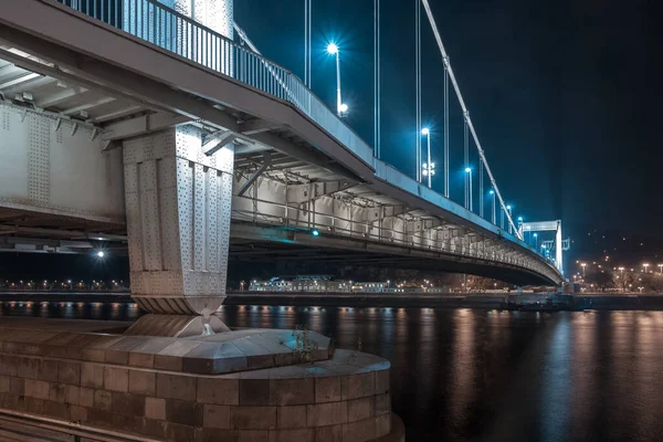 Elisabeth Bridge Illuminated Night Budapest Hungary Travel — Stock Photo, Image