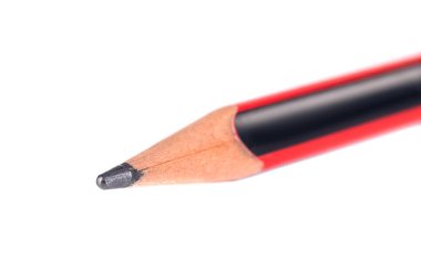 Beyaz arkaplan, nesne üzerine izole edilmiş kalem makro fotoğrafı