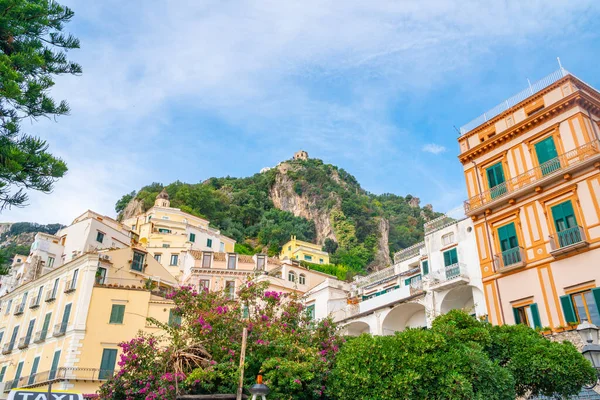 Coloridas Casas Las Laderas Costa Amalfi Viaje Italia — Foto de Stock