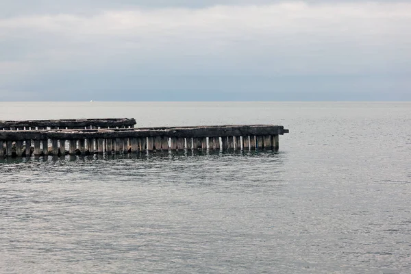 Viejo Roto Muelle Hormigón Mar Poti Georgia Mar Negro — Foto de Stock