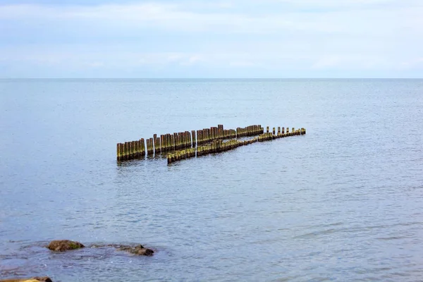 Paisagem Mar Com Ferro Breakwater Mar Negro Poti Geórgia Capa — Fotografia de Stock